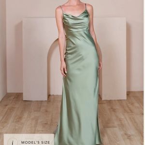 Revelry Skye Satin dress, sage color size 0